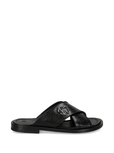 Roberto Cavalli snakeskin sandals Black 30778