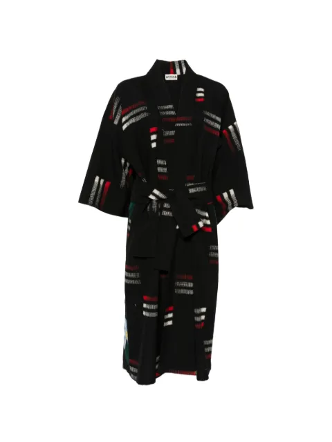 A.N.G.E.L.O. Vintage Upcycling floral-print belted kimono Black AU380BEW