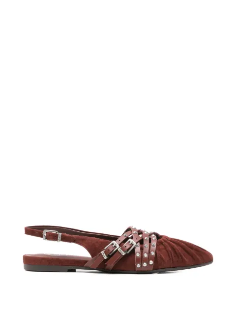 Ash studded buckled flat pumps Red S26BIANCAA02
