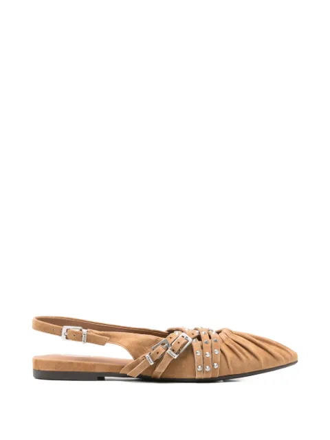 Ash studded ruched ballet flats Brown S26BIANCAA01