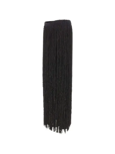 Bless Athos bead-embellished fringed maxi skirt Black SBS6ATHOSBLK