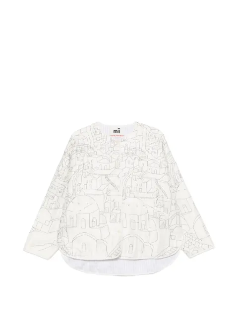 mii Diti embroidered collarless jacket Neutrals 64JACKETDITILESCYCLADES