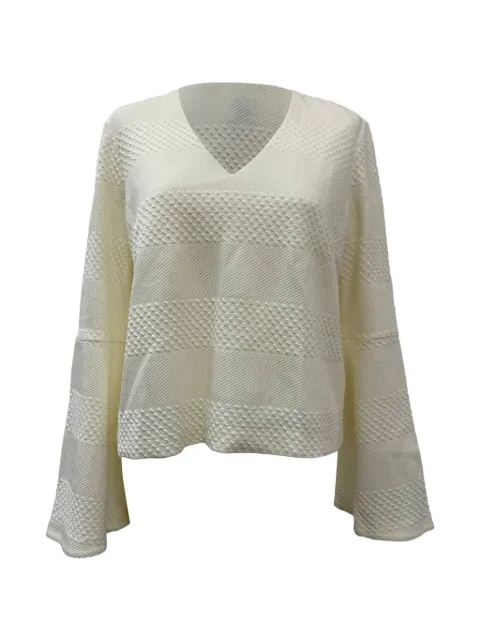 Iris & Ink Textured V-neck top Neutrals TONPUGBCL545073W