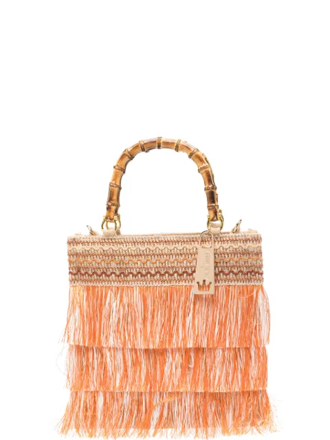 la milanesa small Orchidea bamboo-handle tote bag Orange ORCMA