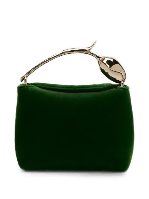 ERDEM micro Bloom flower-handle velvet tote bag Green PF26B75043