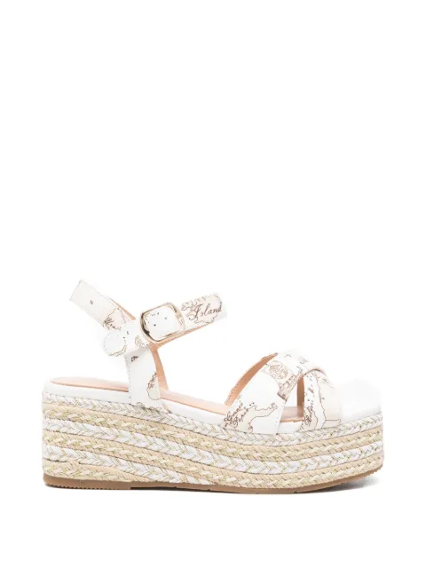 ALVIERO MARTINI 1° CLASSE Geo Map braided sandals White 139997520900
