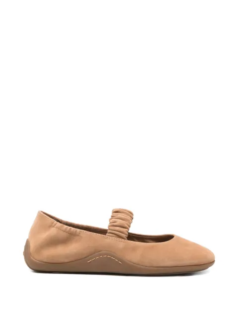 Ash Maya ruched-strap suede ballet flats Brown MAYA04