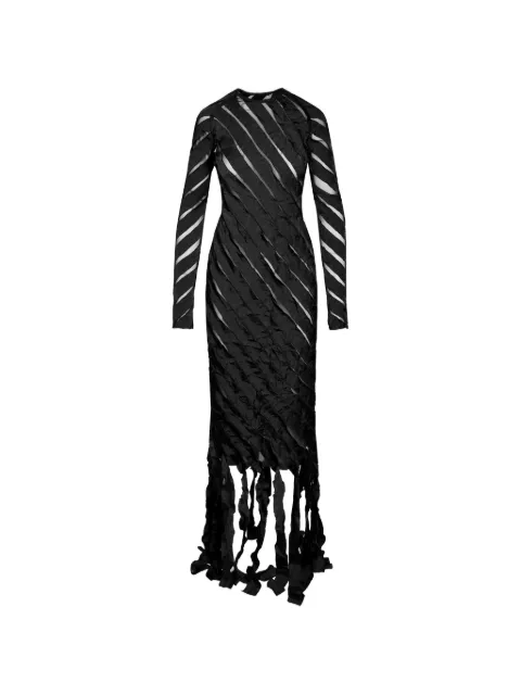 Ioana Ciolacu Spiral fringed maxi dress Black IC26DR10
