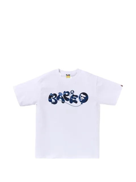 A BATHING APE® camouflage-print logo-print T-shirt White 001TEL801020M