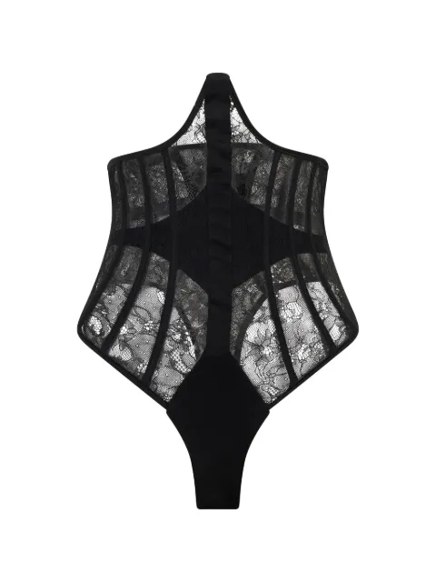 The Mannei lace-panelled boned bodysuit Black AW25128