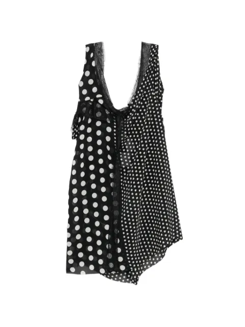 Junya Watanabe polka-dot lace-trimmed midi dress Black JQO021