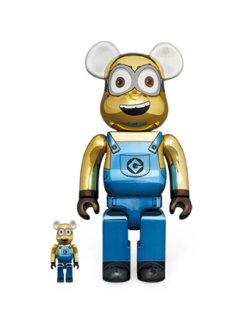 MEDICOM TOY x Dave Chrome Version Minions Bearbrick figurine set Gold MEDI3091