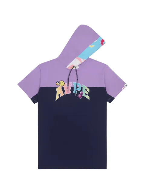 AAPE BY *A BATHING APE® Moonface colour-blocked hoodie cotton mini dress Blue AAPDSW8410XXI