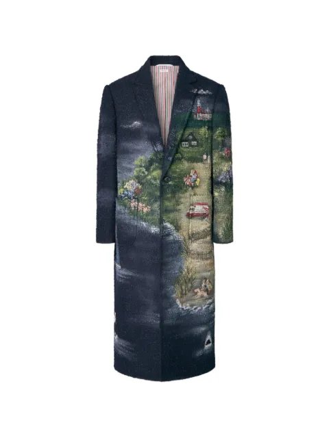Thom Browne Nantucket bouclé scenic coat Blue MOR153PF0336