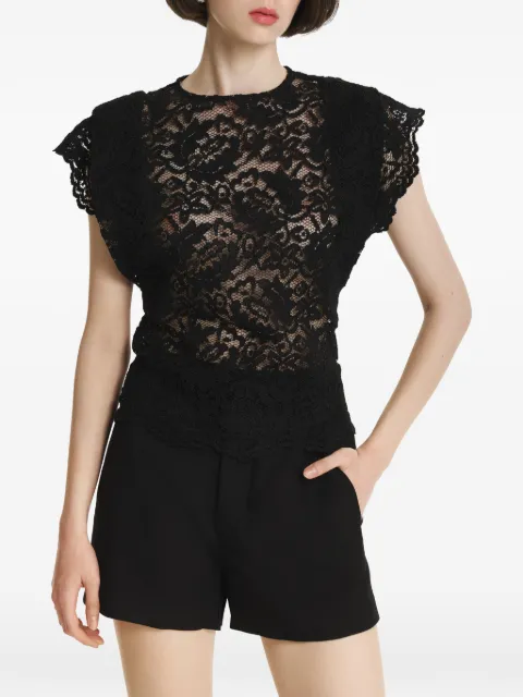 2310 STUDIO lace scalloped-edge top Black FF77