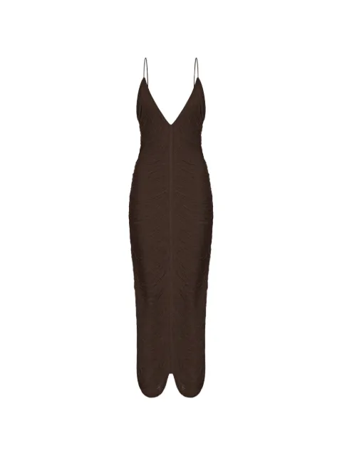 Bless Solé V-neck midi dress Brown SOLE