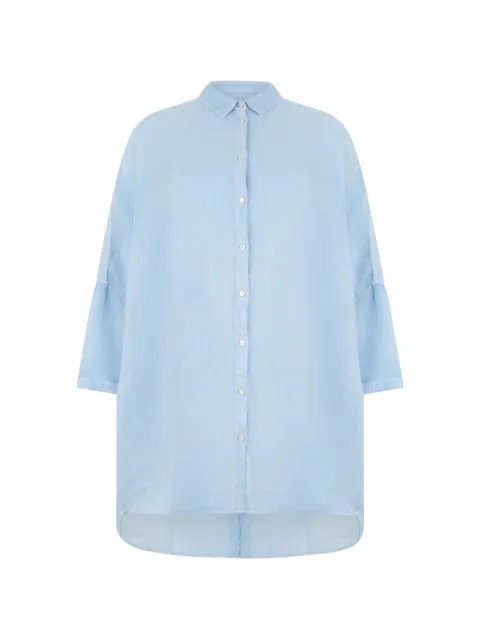 120% Lino high-low button-down shirt Blue 33ALIW1290000B317S00