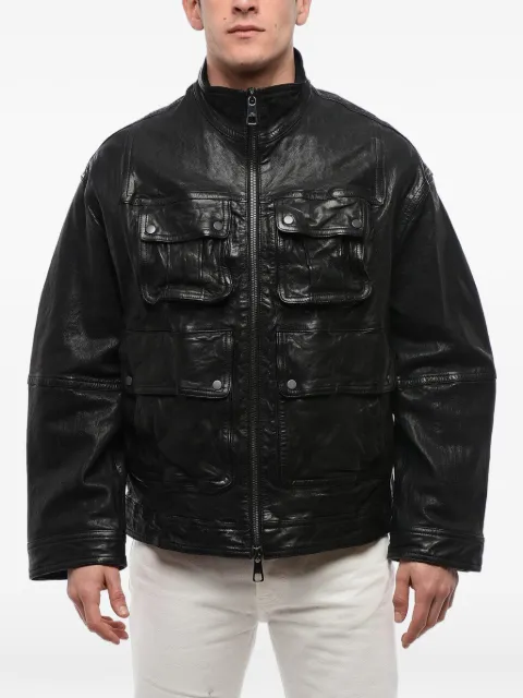 Neil Barrett multi-pocket leather jacket Black PBPE023V700T01