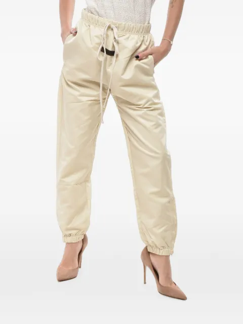 Fear Of God logo-patch drawstring-waist tapered trousers Neutrals 130SU222160FFEGGSHELL