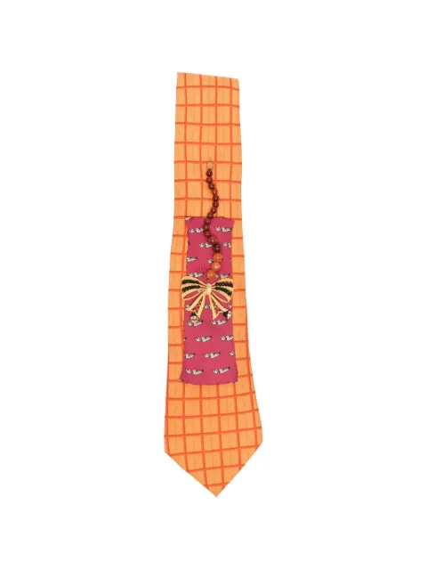 A.N.G.E.L.O. Vintage Upcycling x Stefania Bertoni customised Hermés embellished silk tie Orange AU180BBA