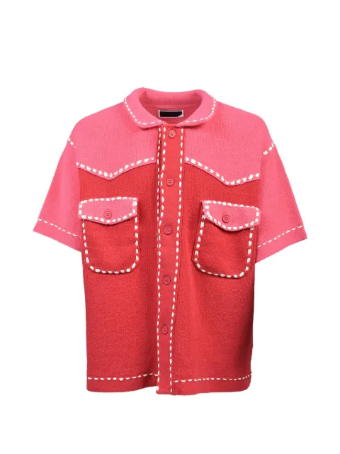 PHINGERIN whipstitch-trim knitted shirt Red PD261KN011