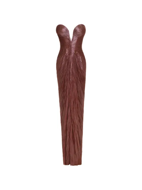 Maria Lucia Hohan Alessandra pleated strapless maxi dress Brown ALESSANDRA