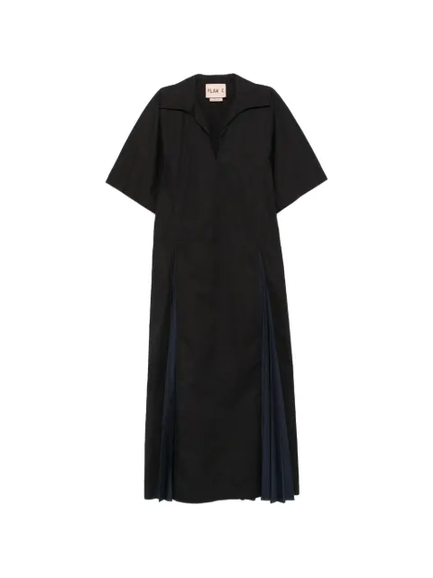 Plan C pleated-panel V-neck midi dress Black ABCAH06EY0TC125