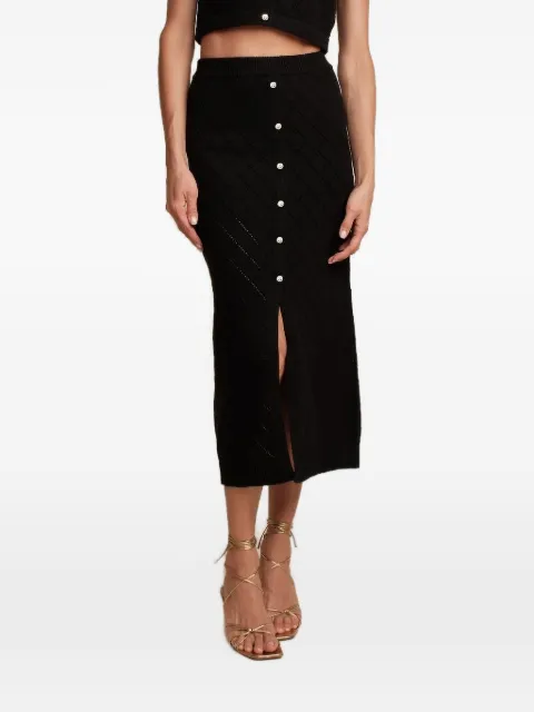 HEVRON Mia pointelle-knit button-front skirt Black HSP24SK080