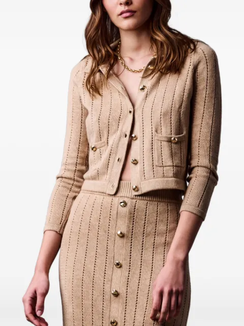 HEVRON pointelle-knit button-up cardigan Neutrals NANETTE