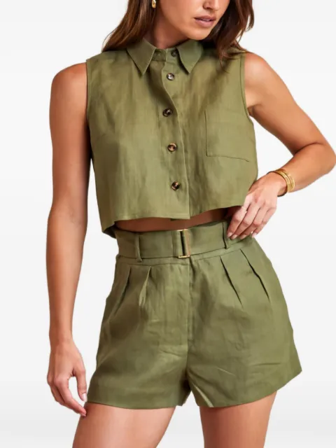 HEVRON sleeveless-cropped shirt Green HTP0216