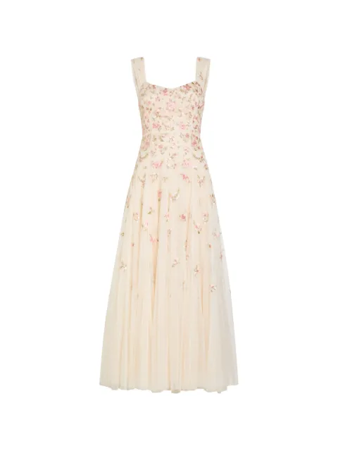 Needle & Thread Mayflower Ditsy embroidered gown Neutrals DGSL59RHS26CRM