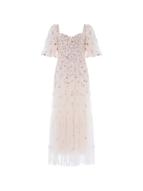 Needle & Thread Meadow Ditsy embroidered gown dress Neutrals DGTQ29RHS26