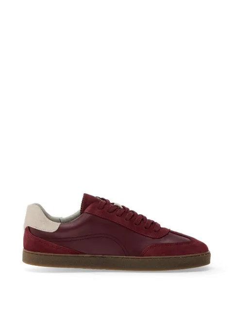 GROUNDS Panama leather suede-panel sneakers Red GND21023808P8061