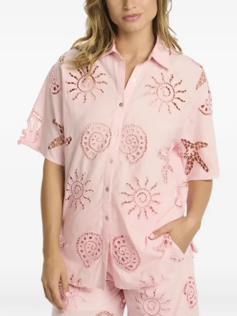 Miss June openwork short-sleeve shirt Pink NS24