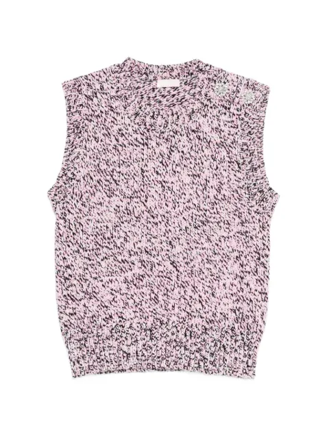 LIU JO mouliné vest with bejewelled buttons Pink WA6082MA70R