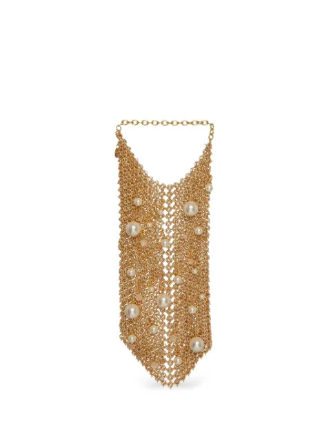 Silvia Gnecchi pearl embellished mesh shoulder bag Gold PEARLBAGSILVERGOLD