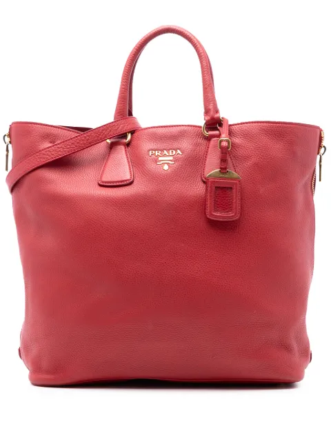 Prada Pre-Owned 2013-2025 Vitello Daino Side Zip Shopper Tote satchel Red HYQBMCFTALQ395ZB
