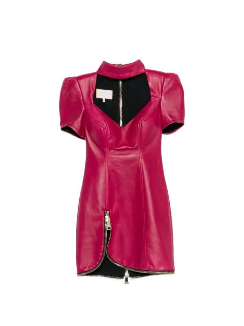 MITILIANE COUTURE puff-sleeve leather mini dress Pink 5940976000565