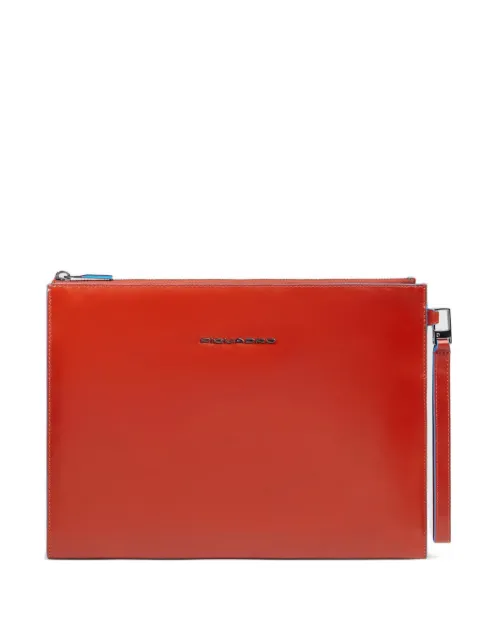 PIQUADRO ipad compartment leather clutch Orange AC6510B2