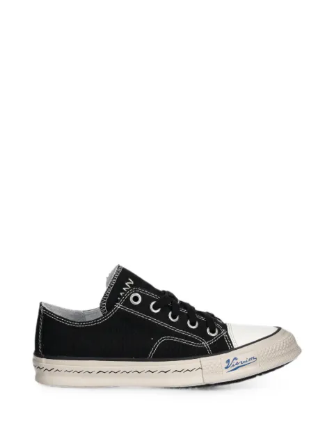 visvim contrast-stitch logo-print sneakers Black 325101001003
