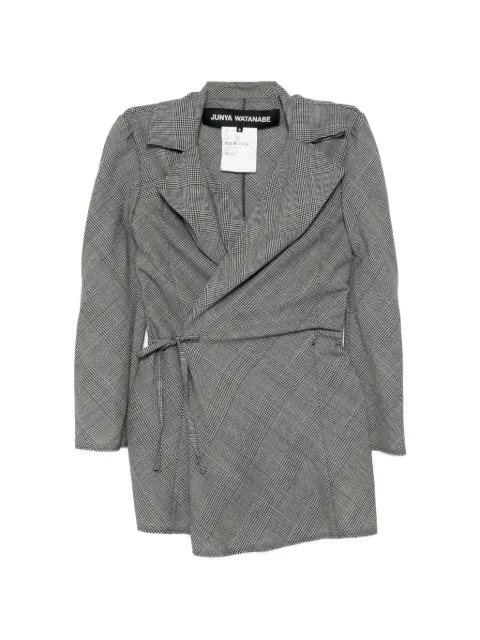 Junya Watanabe plaid-check tie-fastening jacket Grey JQJ002