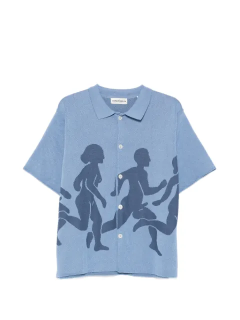 CARNE BOLLENTE Few Hard Men intarsia-knit cotton shirt Blue SS26KNP0101