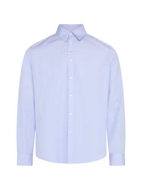 Martine Rose vertical-stripe logo-patch shirt Blue 401WS36531