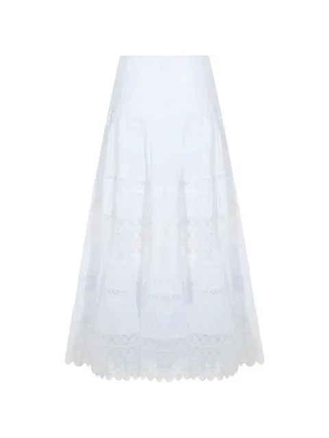Charo Ruiz Ibiza lace tiered maxi skirt White 261402WHITE