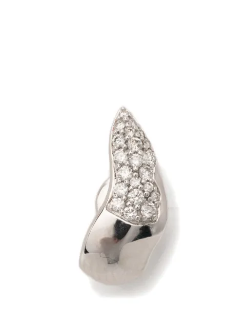 Rainbow K shark diamond stud earrings Silver E048WG