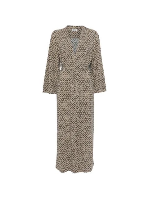 Siyu geometric-print wrap coat Neutrals S26SMTA1360L