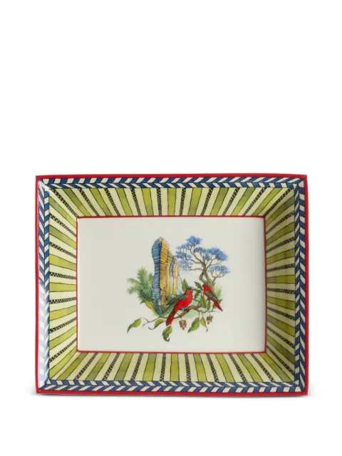 Lisa Corti Jungle Parrot porcelain charger tray Green 0VIDEPOCHEPCLJGP801915