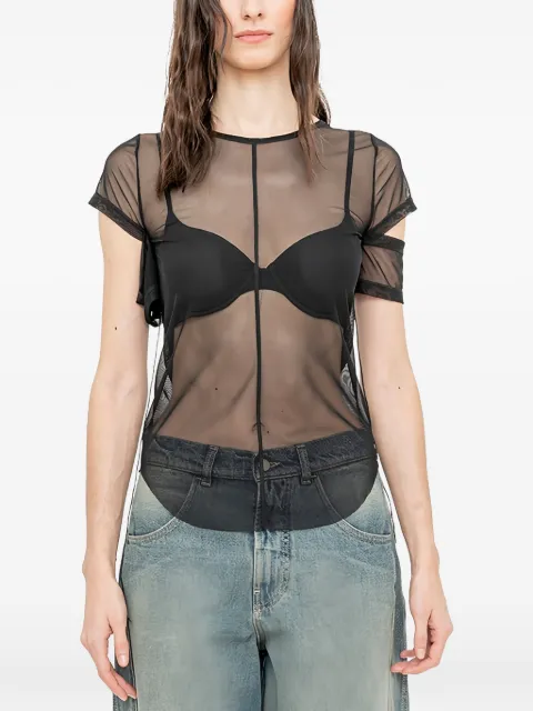 Andrea Ya'aqov cut-out sheer T-shirt Neutrals 26WTUL70NYLON