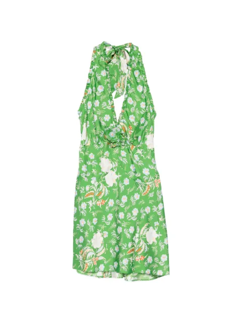 DÔEN Mazarin floral-print silk mini dress Green 488420389