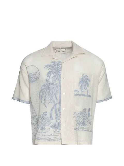 Baziszt Chand patterned pocket shirt Neutrals BZSS26SR08012
